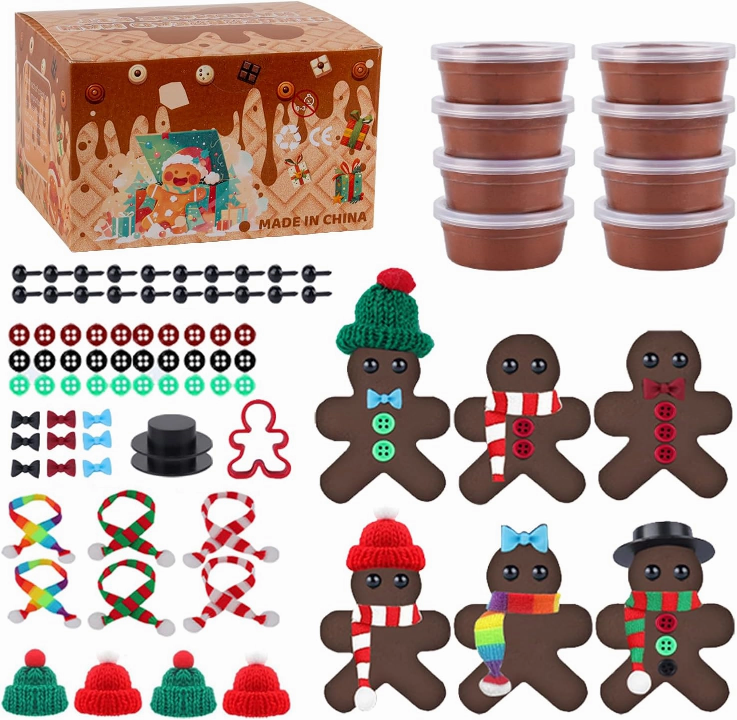 8Pack Christmas Gingerbread Man DIY Crafts Kit - Air Dry Clay Gingerbread Crafts for Kids - Creative Air Dry Clay Modeling Indoor Decorations - Kids Gingerbread Man Gift for School Winter Party