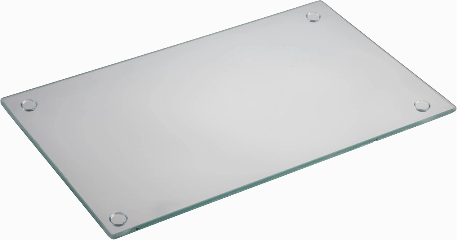 9.75 x 6 inch Rectangle Glass Cutting Board Bundle by Clever Chef - 4 Non Slip, Shatter-Resistant, Durable, Stain-Resistant, and Dishwasher Safe