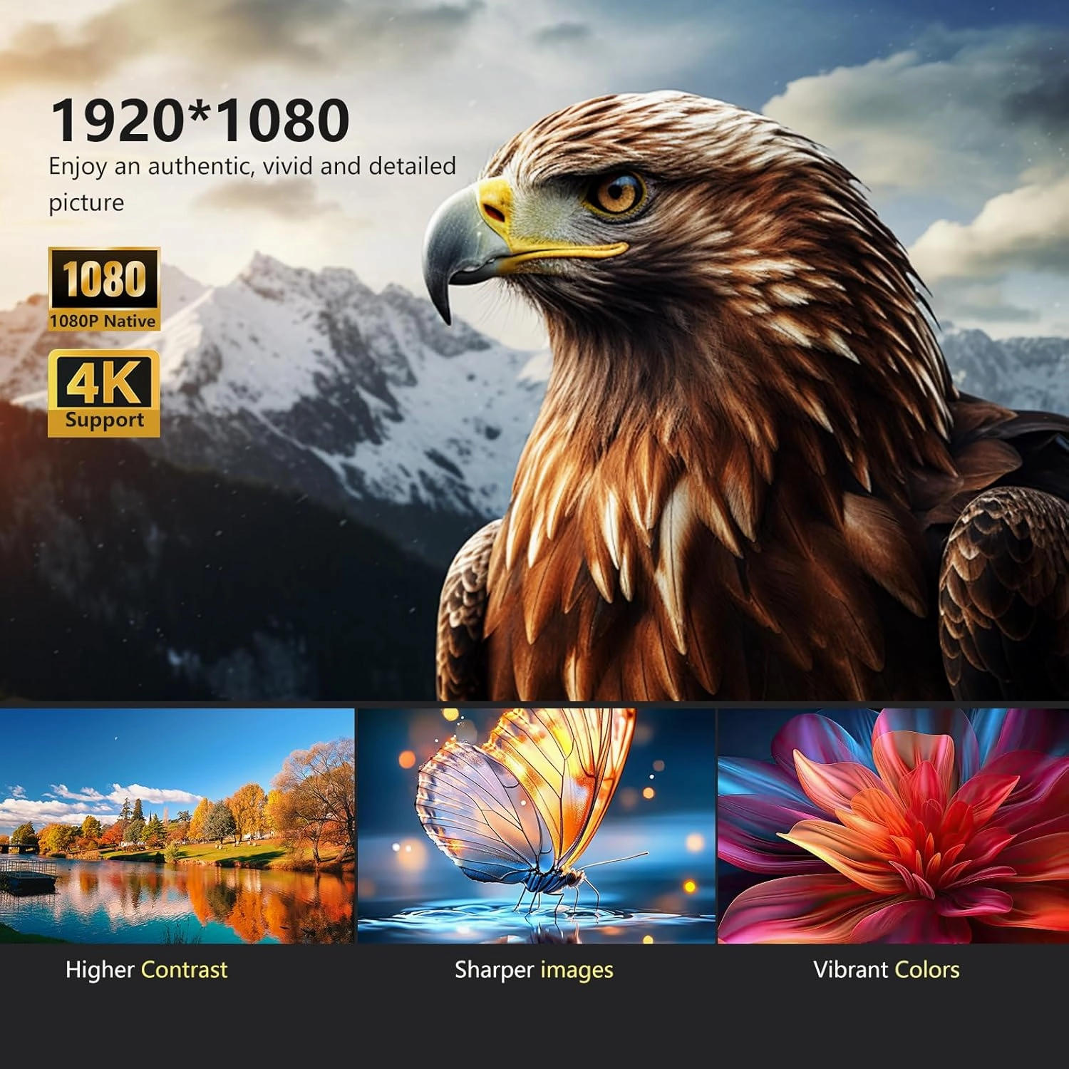 【Netflix-Licensed & Auto Focus/Keystone】Smart Projector with Wifi and Bluetooth, Native 1080P 4K Support Outdoor Movie Projector, Home Ceiling Portable Mini Projector with Stand TV Cast