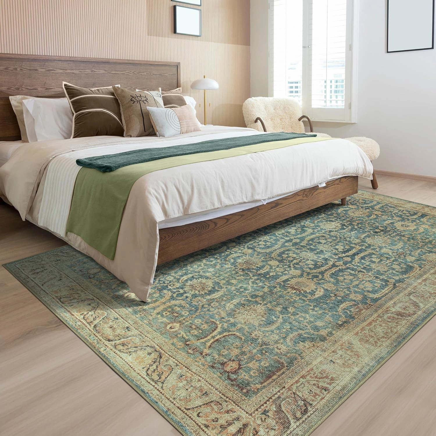 Adiva Rugs 3x5 Machine Washable Area Rug with Non Slip Backing for Living Room Bedroom Bathroom Kitchen Mats for Floor Decor Anti Fatigue Non Skid Door Carpet (Multi, 3' x 5')