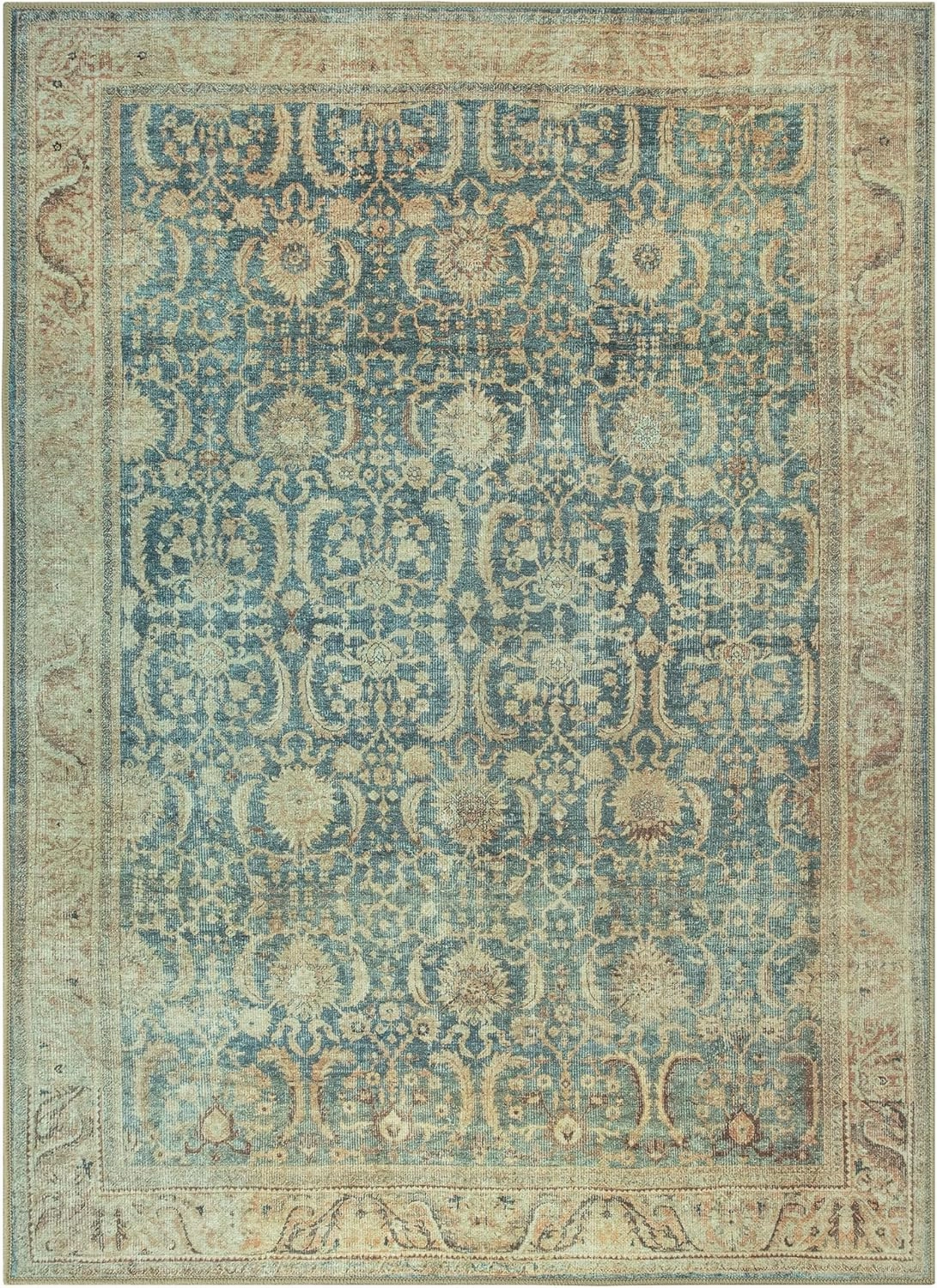 Adiva Rugs 3x5 Machine Washable Area Rug with Non Slip Backing for Living Room Bedroom Bathroom Kitchen Mats for Floor Decor Anti Fatigue Non Skid Door Carpet (Multi, 3' x 5')