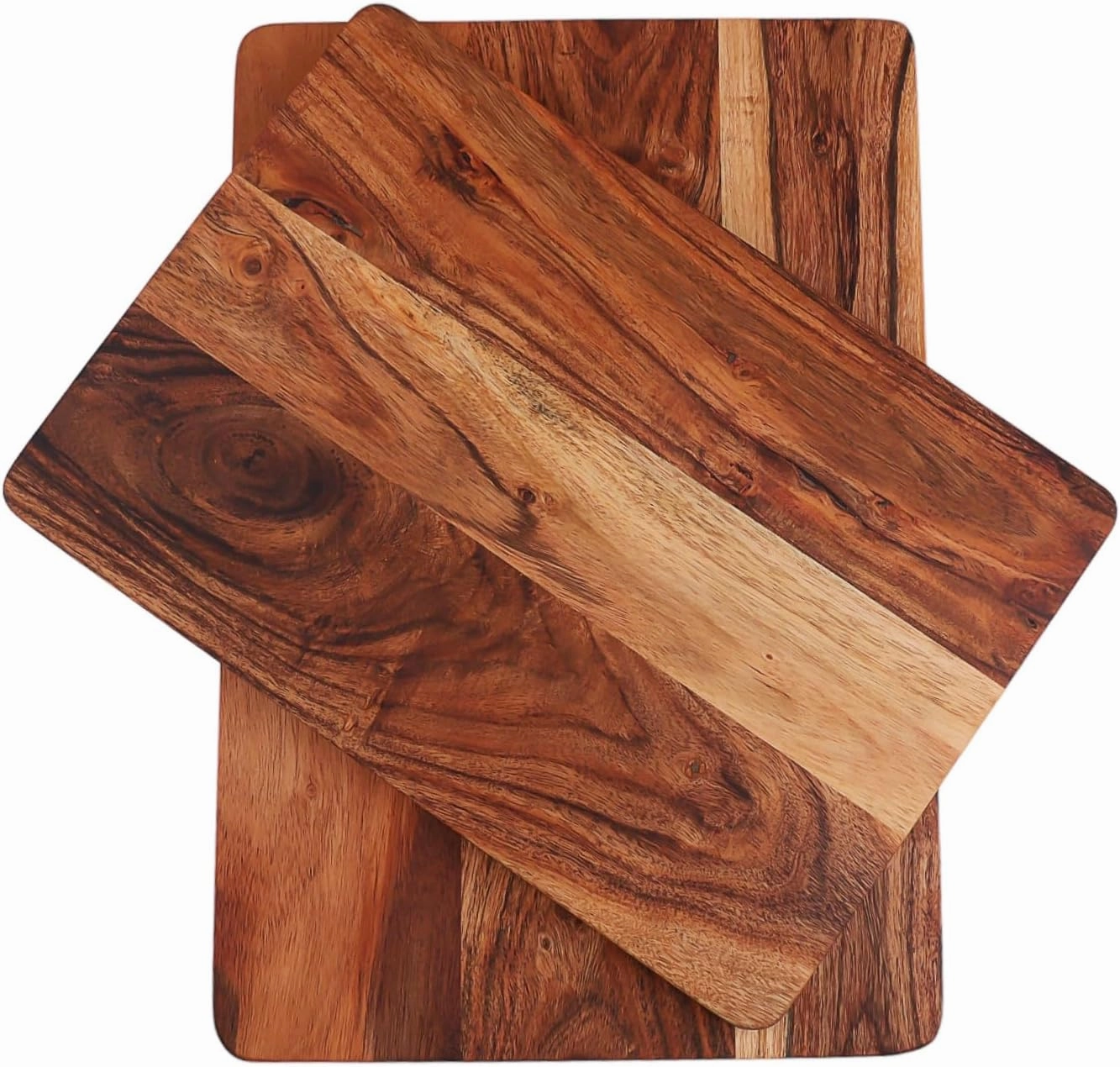 Affinity Decor Cutting Board Series, Acacia Wood Cutting Boards for Kitchen, Solid Wooden Serving Charcuterie Board, Set of 2 Wood Board, Ideal for Chopping Meat, Cheese 15"x10", 13"x9"