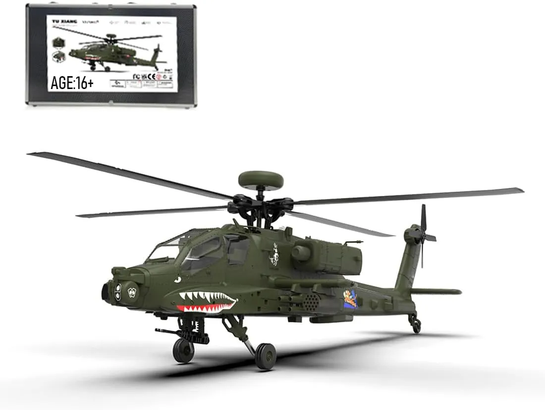 AH64 RC Helicopter for Adults Remote Control Helicopte 1/32 Scale 2.4G 6CH RC Flying Plane RTF Easy to Beginners