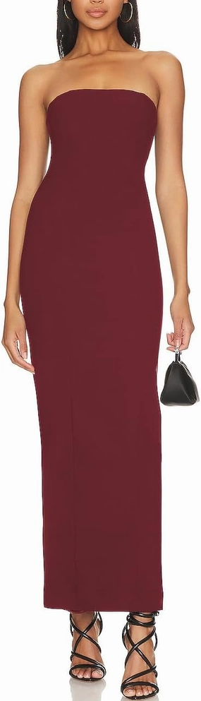 Aigeman Women's Strapless Tube Maxi Dress with Back Slit Elegant Formal Dress Off Shoulder Backless Cocktail Dress 328