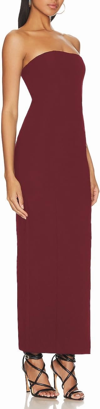 Aigeman Women's Strapless Tube Maxi Dress with Back Slit Elegant Formal Dress Off Shoulder Backless Cocktail Dress 328