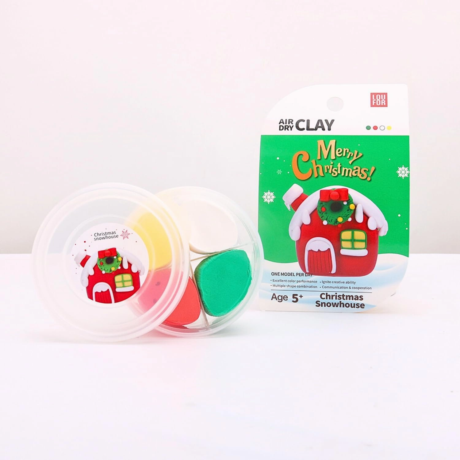 Air Dry Clay Kit for Kids, Creative Molding Clay Gift Kits with Tools, Super Light DIY Soft Clay Toys Gift Box Set, Birthday Toys Gifts for Age 5 6 7 8  Years Old Girls Boys (Merry Christmas)