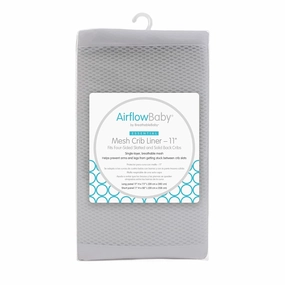 AirflowBaby Breathable Mesh Liner for Full-Size Cribs, 11"H (28cm) Essential 2mm Mesh, Gray (Size 4FS Covers 3 or 4 Sides)