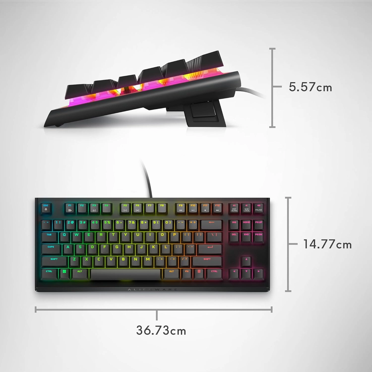 Alienware Low-Profile RGB Gaming Keyboard AW510K, AlienFx Per Key RGB LED Color Backlighting, Media CONTROLS & USB Passthrough, Cherry MX Low Profile Red Switches