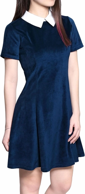Allegra K Women's Short Sleeve Peter Pan Collar Cute Dress Casual Flare Skater Mini Dress Maid Costume