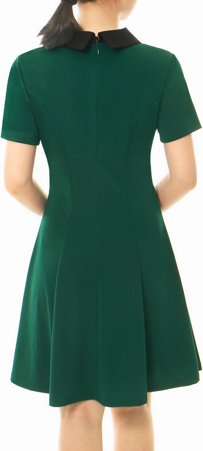 Allegra K Women's Short Sleeve Peter Pan Collar Cute Dress Casual Flare Skater Mini Dress Maid Costume