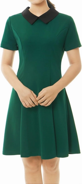 Allegra K Women's Short Sleeve Peter Pan Collar Cute Dress Casual Flare Skater Mini Dress Maid Costume