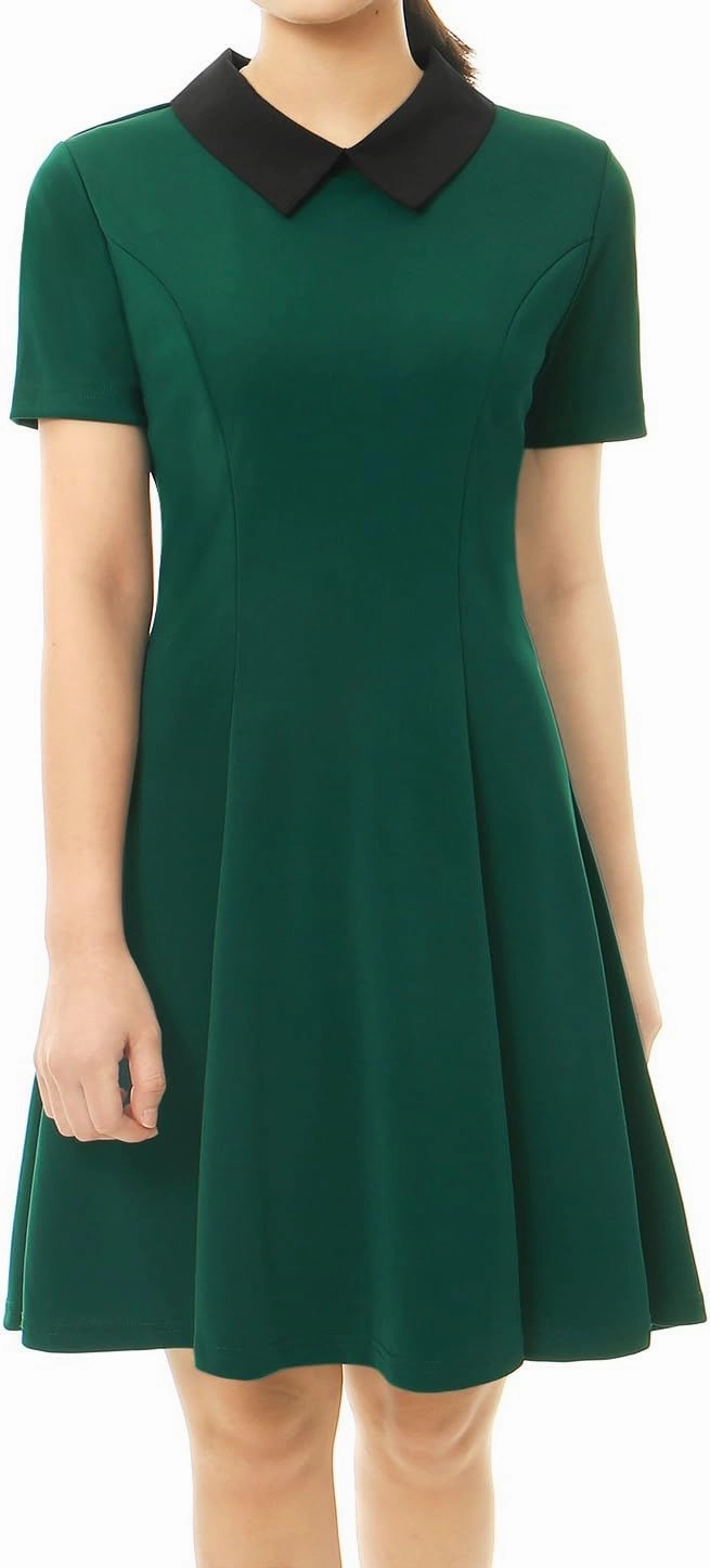 Allegra K Women's Short Sleeve Peter Pan Collar Cute Dress Casual Flare Skater Mini Dress Maid Costume