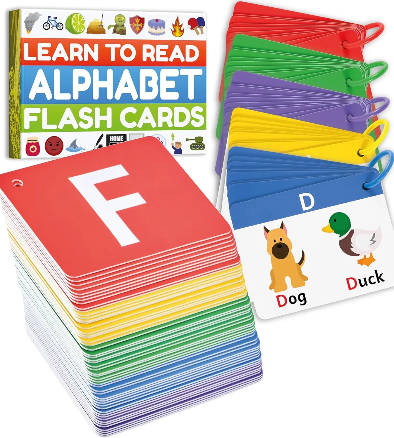 Alphabet Flash Cards - ABC Jumbo Flash Cards for Kids Ages 3-6 - Lowercase & Uppercase Letter Recognition Learning Game - Teacher Designed for Classroom, Preschool, Kindergarten
