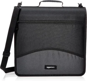 Amazon Basics Durable 3 Ring Binder with Zipper, Sturdy Storage to Keep Documents Organized, 3 inch, Black
