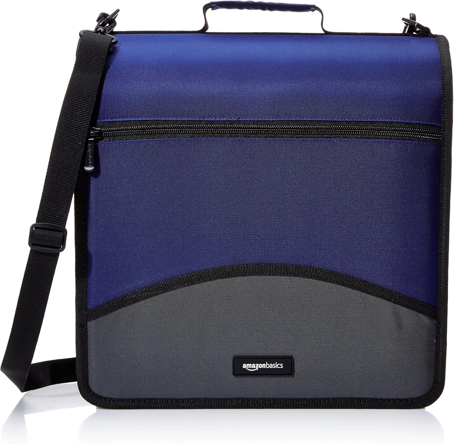 Amazon Basics Durable 3 Ring Zipper Binder for School, O-Ring Closure - Large Capacity, 4 inches, Office, Blue