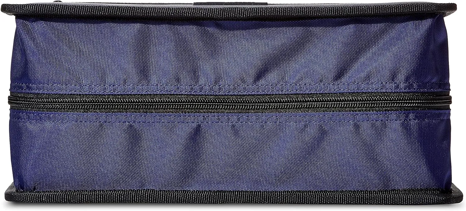 Amazon Basics Durable 3 Ring Zipper Binder for School, O-Ring Closure - Large Capacity, 4 inches, Office, Blue