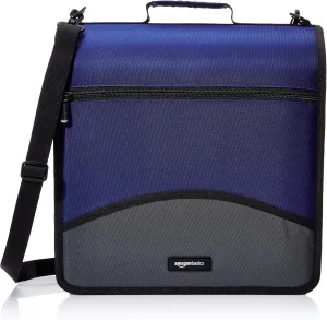 Amazon Basics Durable 3 Ring Zipper Binder for School, O-Ring Closure - Large Capacity, 4 inches, Office, Blue