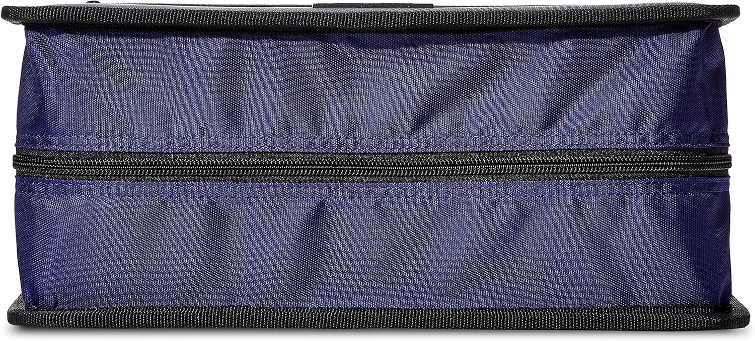 Amazon Basics Durable 3 Ring Zipper Binder for School, O-Ring Closure - Large Capacity, 4 inches, Office, Blue