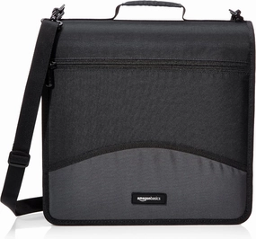 Amazon Basics Durable 3 Ring Binder with Zipper, Sturdy Storage to Keep Documents Organized, 3 inch, Black