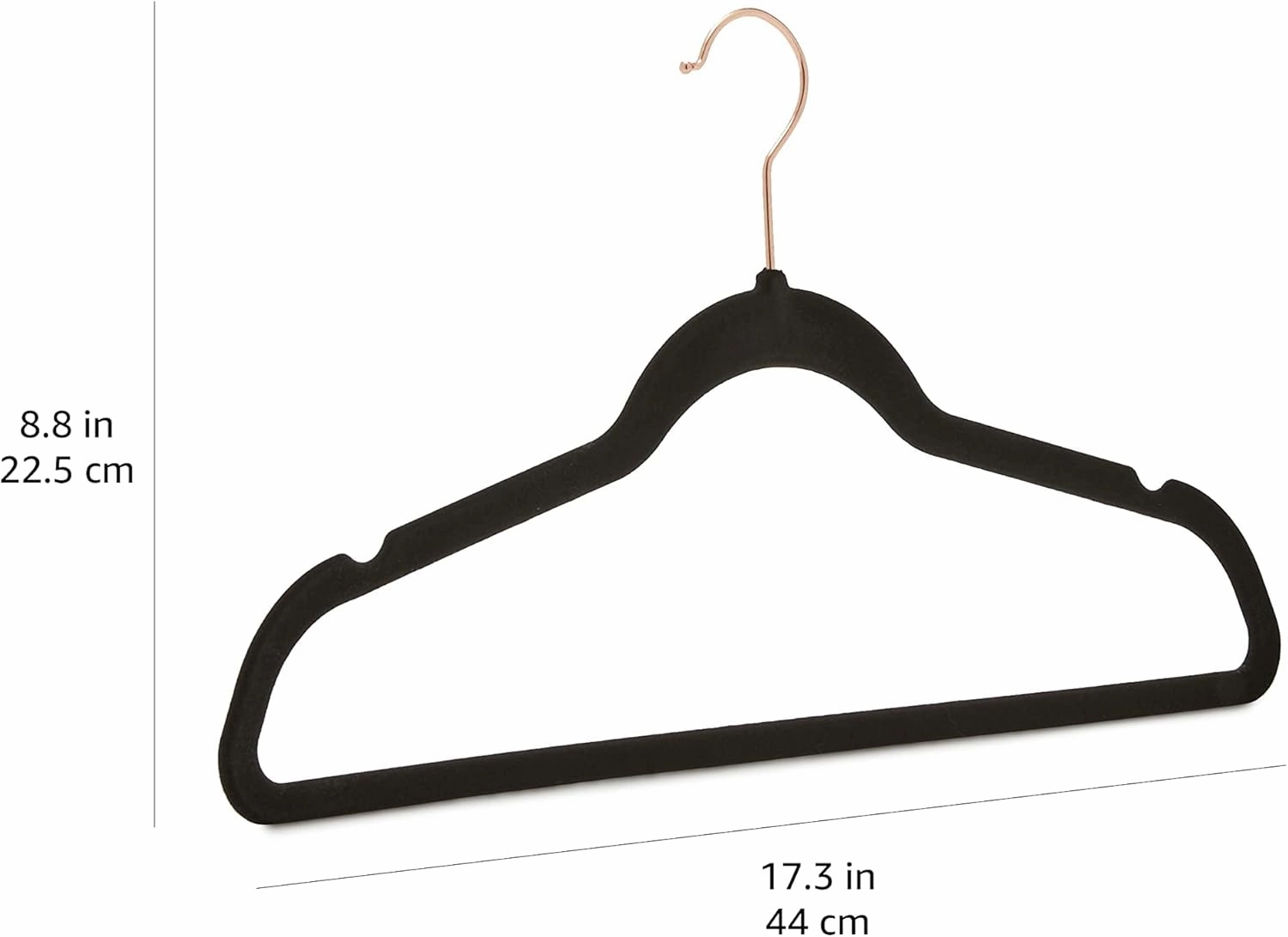Amazon Basics Slim, Velvet, Non-Slip Suit Clothes Hangers, Black/Rose Gold - Pack of 50