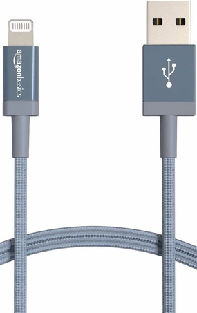 Amazon Basics USB-A to Lightning Charger Cable, Nylon Braided Cord, MFi Certified Charger for Apple iPhone 14 13 12 11 X Xs Pro, Pro Max, Plus, iPad, 6 Foot, Dark Gray