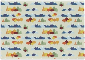Ambesonne Landscape Cutting Board, Repeated Pattern of Snowy Mountain Ranges and Trees in Autumn Season, Decorative Tempered Glass Cutting and Serving Board, Large Size, Eggshell and Multicolor