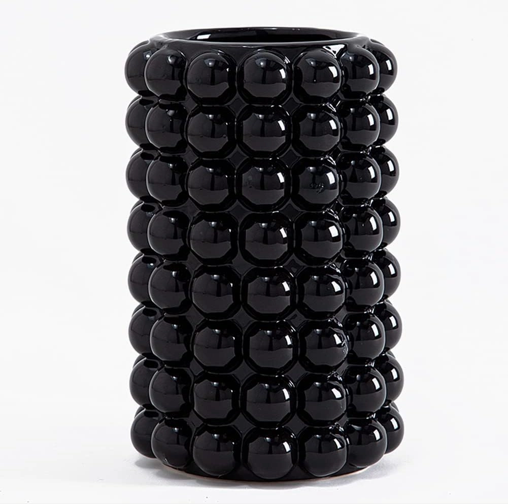 Anding Black Ceramic Vase for Home Decor - Pampas Grass or Boho Style - Modern Decorative Vase - Clay Flowerpot (A9901L Black Big)