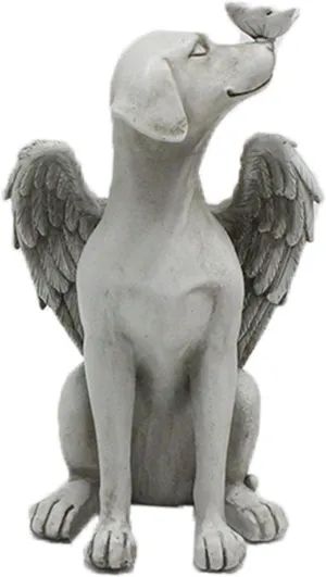 Angel Dog Memorial Statue, Dog Memorial Stones, 8 inch Garden Resin Sleeping Dog Ornament, Dog Passing Away Bereavement Gifts, Pet Loss Gift for Dog, Pets Grave Marker, Tribute Statue