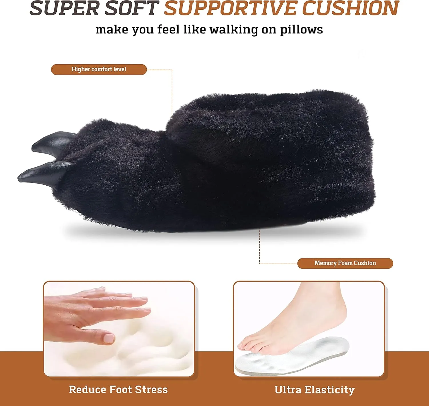 Animal Paw Slippers Plush Warm Home Closed Back Shoes Fluffy Funny Furry Claw for Kids Boys Girls Adults Women Cosplay Holiday Indoor Winter