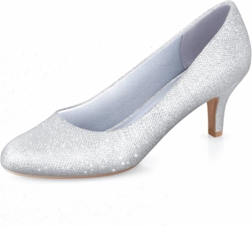 Ankis Black Nude White Silver Pumps for Women, Comfortable Low Heel Women Pumps Closed Round Toe Dress Shoes for Work Office Wedding Party Prom, 2.5 Inch