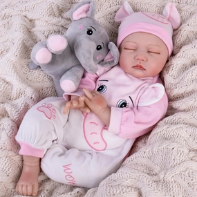 Aori Reborn Baby Dolls Girl - 22 inch Realistic Newborn Babies Weighted Lifelike Toddler Girl Doll with Elephant Jumpsuit and Toy in Gift Box