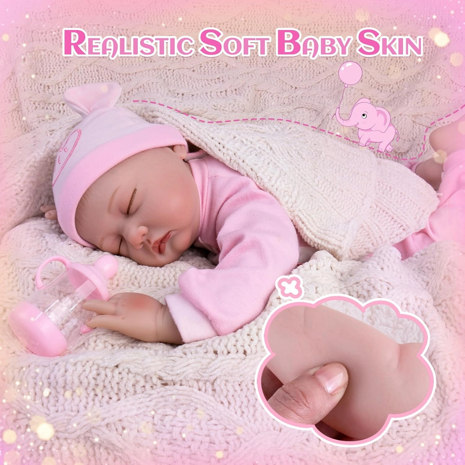 Aori Reborn Baby Dolls Girl - 22 inch Realistic Newborn Babies Weighted Lifelike Toddler Girl Doll with Elephant Jumpsuit and Toy in Gift Box