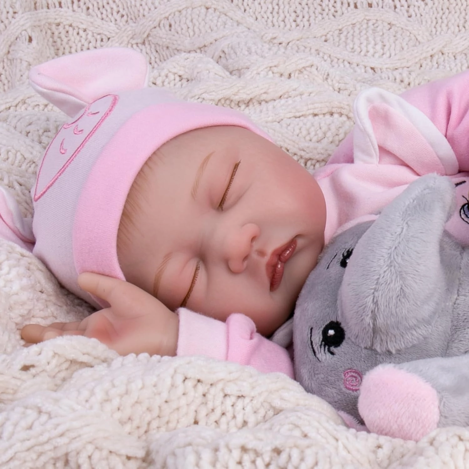 Aori Reborn Baby Dolls Girl - 22 inch Realistic Newborn Babies Weighted Lifelike Toddler Girl Doll with Elephant Jumpsuit and Toy in Gift Box