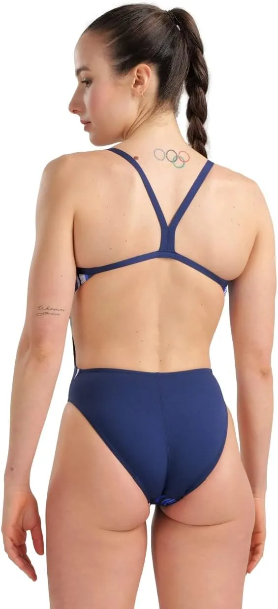 ARENA Performance Marbled Women's Swimsuit Challenge Back One Piece MaxLife Pool Training Bathing Suit Sports Swimwear