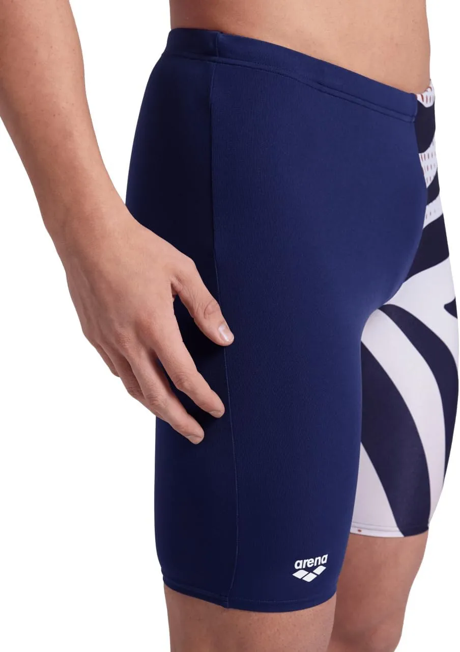 ARENA Performance Men's Multi Stripes Swim Jammer MaxLife Knee-Length Swimsuit Competitive Swimmers Pool Training Swimwear
