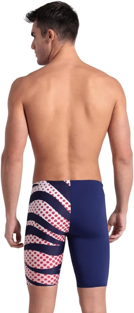 ARENA Performance Men's Multi Stripes Swim Jammer MaxLife Knee-Length Swimsuit Competitive Swimmers Pool Training Swimwear
