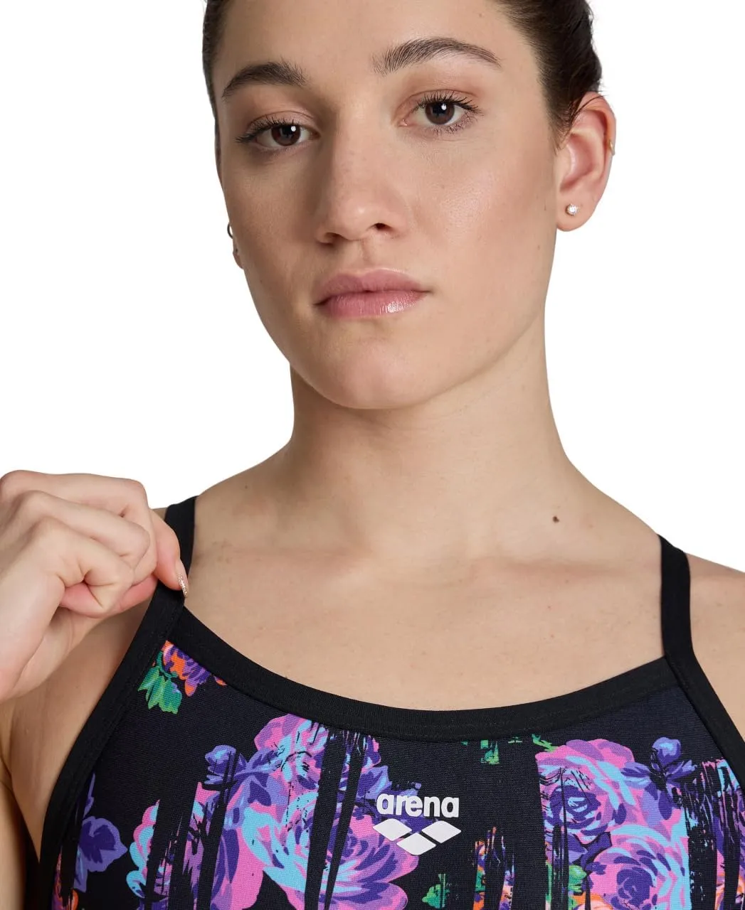 ARENA Performance Rose Texture Women's Swimsuit X Cross Back One Piece MaxLife Pool Training Suit for Competitive Swimmers