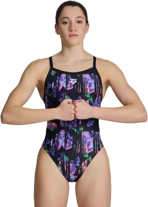 ARENA Performance Rose Texture Women's Swimsuit X Cross Back One Piece MaxLife Pool Training Suit for Competitive Swimmers