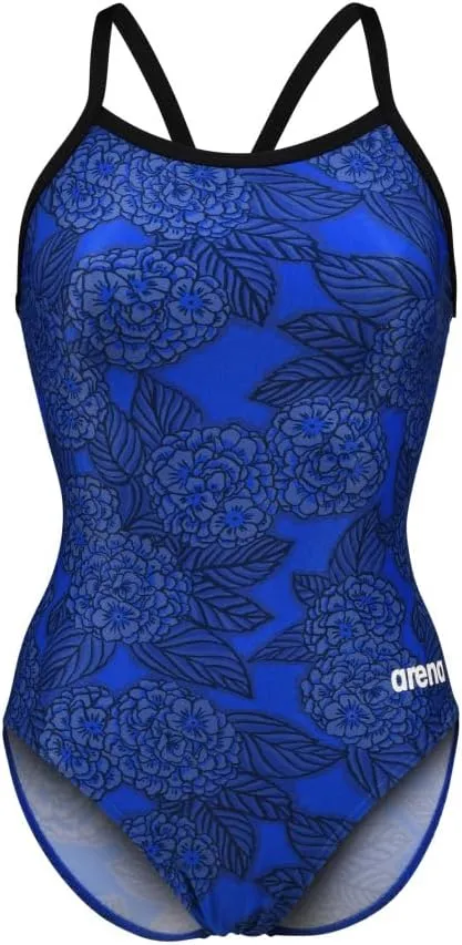 ARENA Women's Hydrangea Bouquet Lightdrop Back One Piece Swimsuit Chlorine Resistant Swimwear for Swim Competition Training