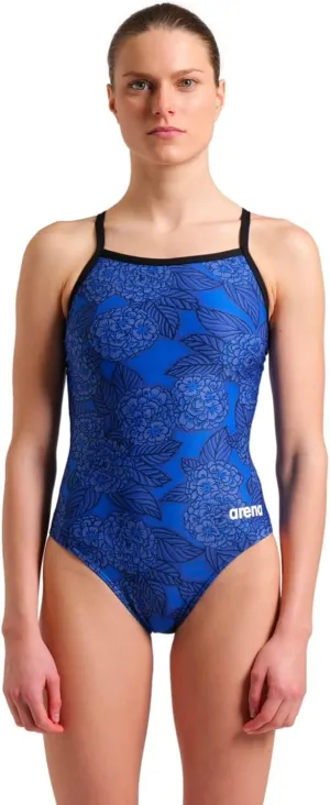 ARENA Women's Hydrangea Bouquet Lightdrop Back One Piece Swimsuit Chlorine Resistant Swimwear for Swim Competition Training