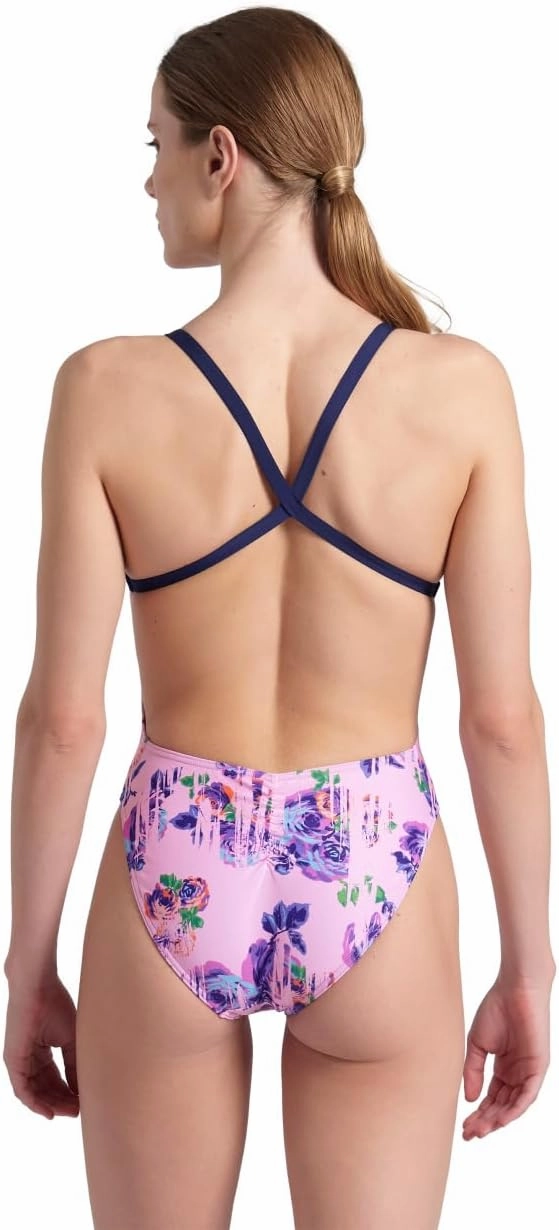 ARENA Performance Rose Texture Women's Swimsuit X Cross Back One Piece MaxLife Pool Training Suit for Competitive Swimmers
