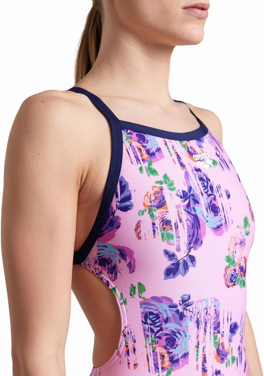 ARENA Performance Rose Texture Women's Swimsuit X Cross Back One Piece MaxLife Pool Training Suit for Competitive Swimmers