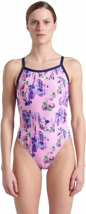 ARENA Performance Rose Texture Women's Swimsuit X Cross Back One Piece MaxLife Pool Training Suit for Competitive Swimmers