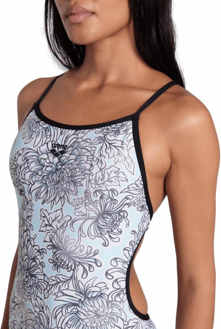 ARENA Performance White Floral Women's Sports Swimsuit Lace Back One Piece MaxLife Athletic Training Ladies Bathing Suit