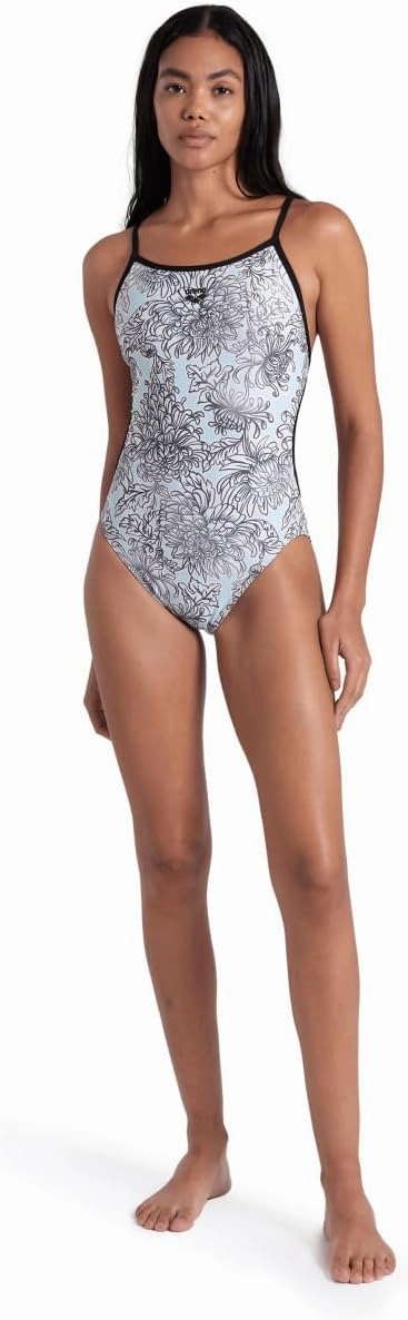 ARENA Performance White Floral Women's Sports Swimsuit Lace Back One Piece MaxLife Athletic Training Ladies Bathing Suit