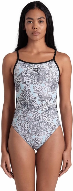 ARENA Performance White Floral Women's Sports Swimsuit Lace Back One Piece MaxLife Athletic Training Ladies Bathing Suit