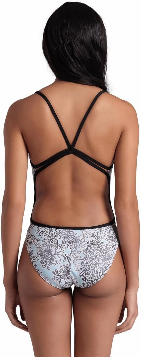 ARENA Performance White Floral Women's Sports Swimsuit Lace Back One Piece MaxLife Athletic Training Ladies Bathing Suit