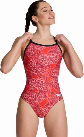 ARENA Women's Hydrangea Bouquet Lightdrop Back One Piece Swimsuit Chlorine Resistant Swimwear for Swim Competition Training