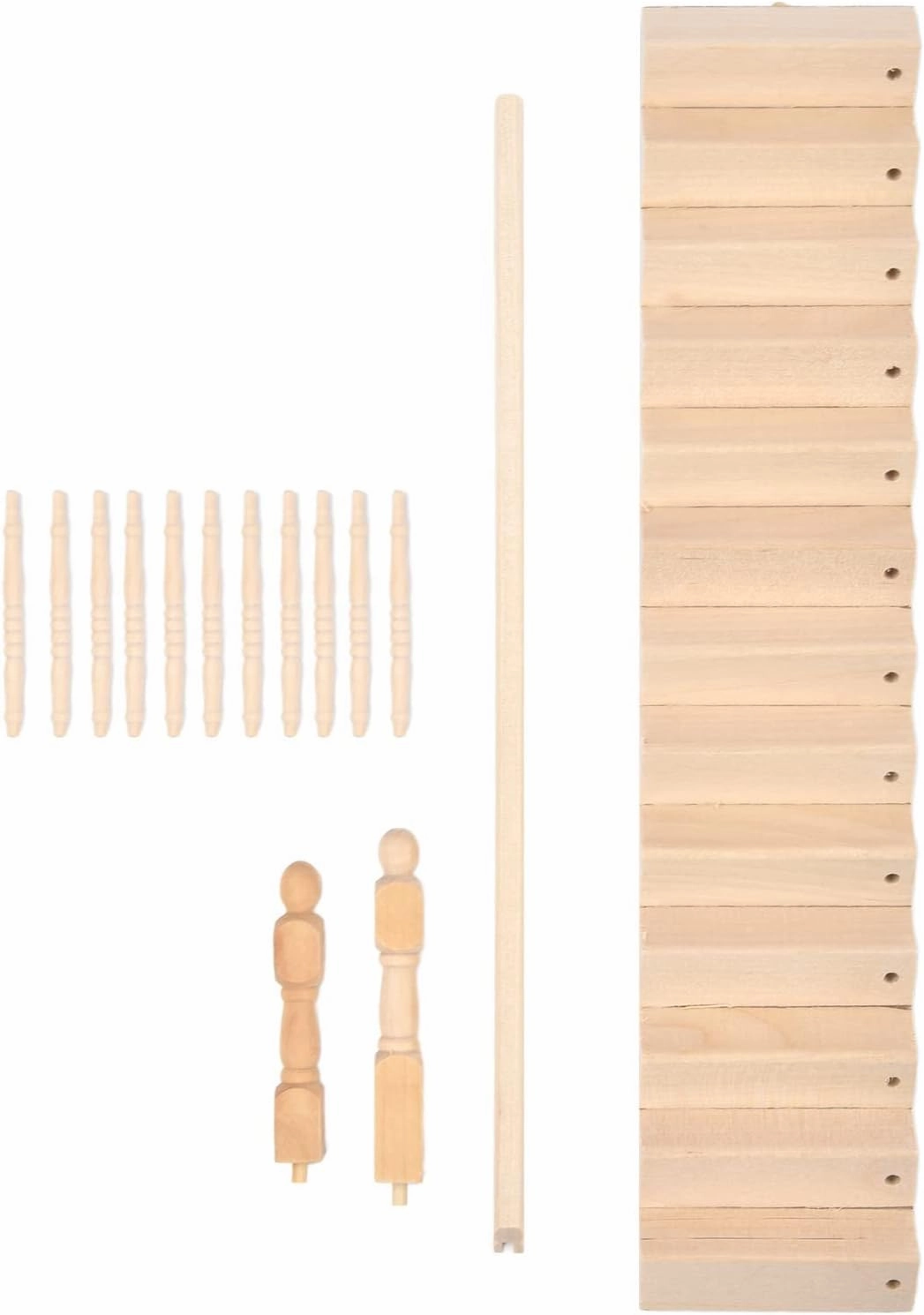 ATYHAO Miniature Stairs 1:12 Wooden Handrail DIY Staircase Accessories Steps Model for Micro Landscape Decorations(Left armrest)