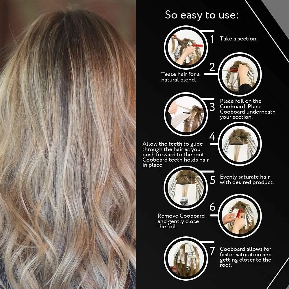 Authentic Cooboard Balayage Board with Teeth | Original Highlighting Paddle from The Maker of Cooboard Hair Highlighting Kit | Easy to Clean, Sturdy, Lightweight (Cooboard Pink XL)